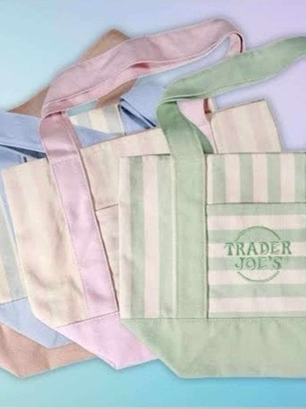 Trader Joe's Pastel Striped Mini Tote Bag Set
